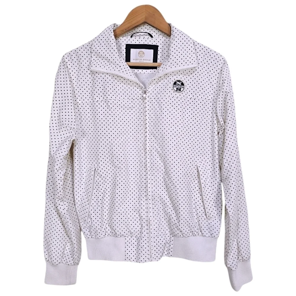 North Sails Zip Front Polka Dot Jacket White Black Size Medium Nautical Sailing